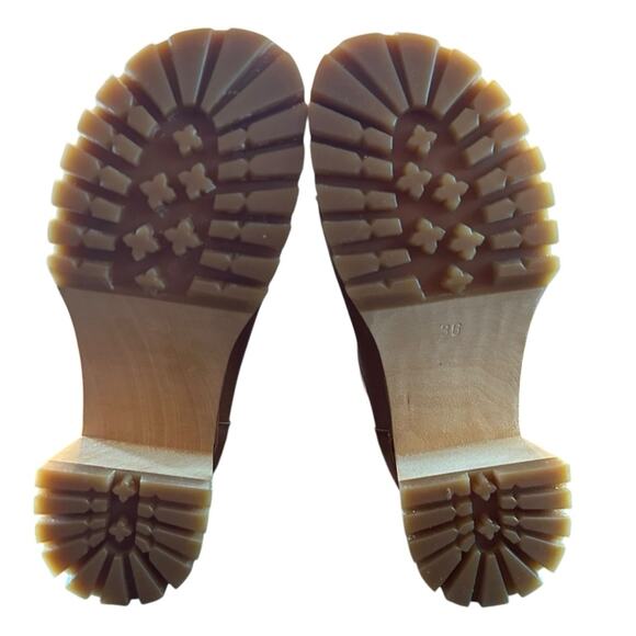 Swedish Hasbeens Stitchy  Leather Ankle Boot Wood Clog Midsole NEW EU 36 US 6 - Picture 8 of 9